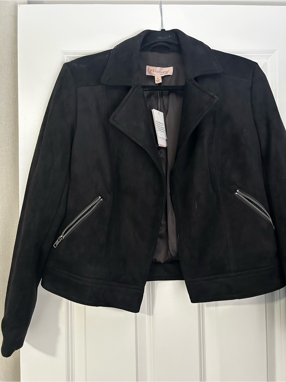 Philosophy Black Suede Zip-Pocket Jacket